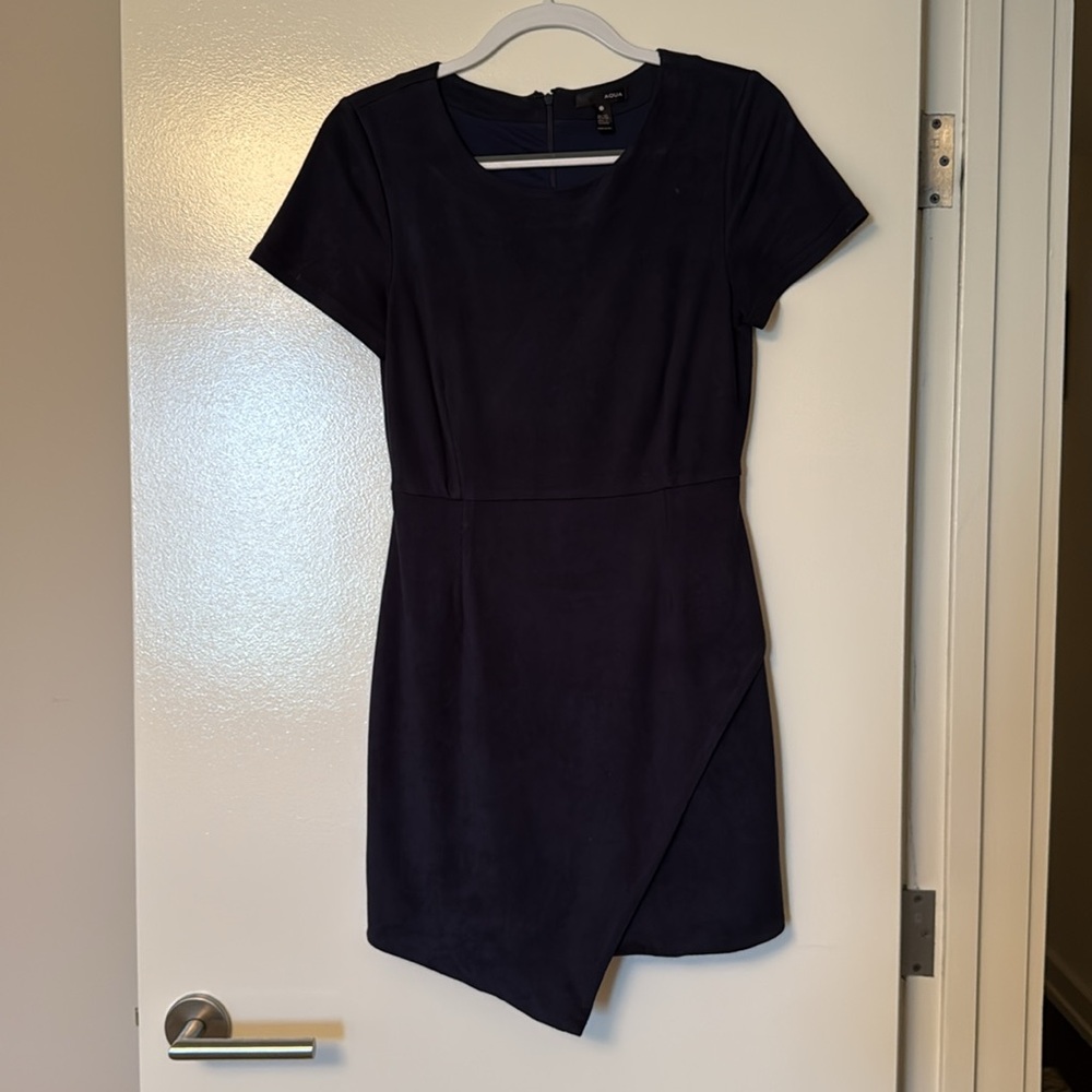 Navy Aqua Suede Dress
